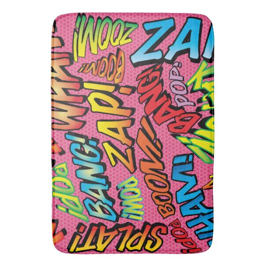 Fun Retro Comic Buch Pop Art Sounds Badematte (Vorderseite Vertikal)