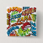 Fun Retro Comic Buch Pop Art Sounds Button (Vorderseite)