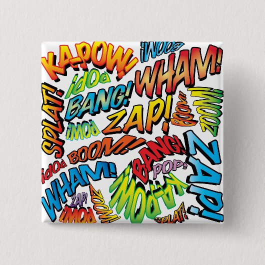 Fun Retro Comic Buch Pop Art Sounds Button (Vorderseite)