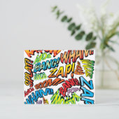 Fun Retro Comic Buch Pop Art Sounds Postkarte (Stehend Vorderseite)