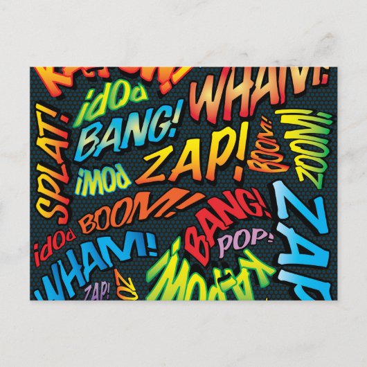 Fun Retro Comic Buch Pop Art Sounds Postkarte (Vorderseite)