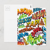 Fun Retro Comic Buch Pop Art Sounds Postkarte (Vorne/Hinten)