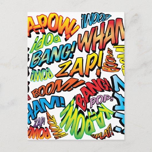 Fun Retro Comic Buch Pop Art Sounds Postkarte (Vorderseite)
