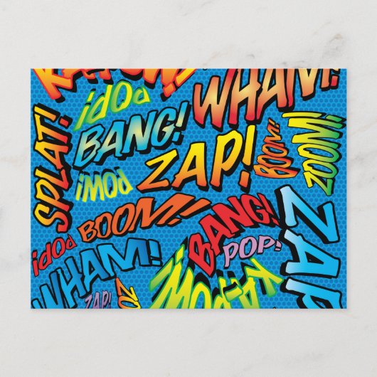Fun Retro Comic Buch Pop Art Sounds Postkarte (Vorderseite)