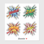 Fun Retro Comic Buch Pop Flash Aufkleber (Blatt)