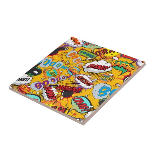 Fun Retro Comic Buch Pop Kunstvoll Fliese (Seite)