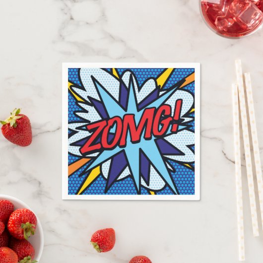 Fun Retro Comic Buch ZOMG Serviette (Beispiel)