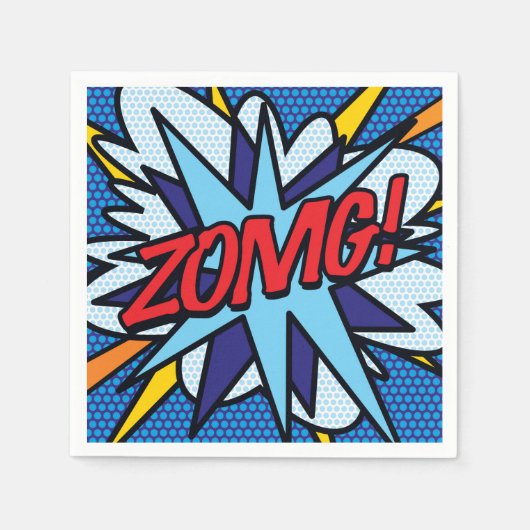 Fun Retro Comic Buch ZOMG Serviette (Vorderseite)