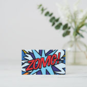Fun Retro Comic Buchen ZOMG! Visitenkarte (Stehend Vorderseite)