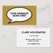 Fun Retro Comic Buchsprechblase Visitenkarte (Vorne/Hinten)