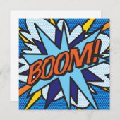 Fun Retro Comic Buchungsstelle Einladung (Vorne/Hinten)