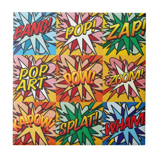 Fun Retro Comic Pop Fliese (Vorderseite)
