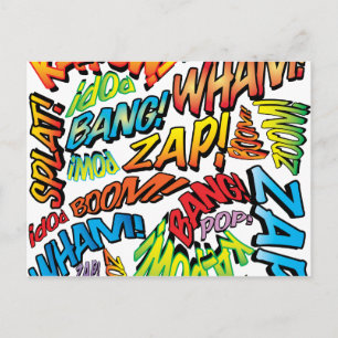 Fun Retro Comic Pop Kunst, Dichtung und Musik Ankündigungspostkarte