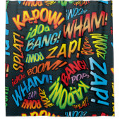 Fun Retro Comic Pop Kunst, Dichtung und Musik Duschvorhang (Vorderseite)