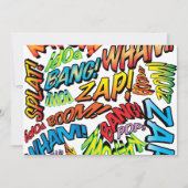 Fun Retro Comic Pop Kunst, Dichtung und Musik Einladung (Vorderseite)