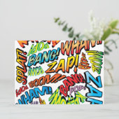 Fun Retro Comic Pop Kunst, Dichtung und Musik Einladung (Stehend Vorderseite)