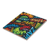 Fun Retro Comic Pop Kunst, Dichtung und Musik Fliese (Seite)