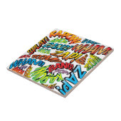 Fun Retro Comic Pop Kunst, Dichtung und Musik Fliese (Seite)