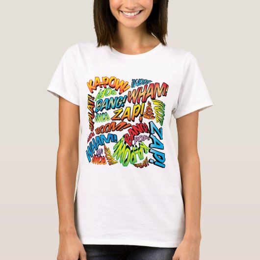 Fun Retro Comic Pop Kunst, Dichtung und Musik T-Shirt (Vorderseite)