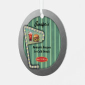 Fun Retro Diner Sign Ornament Aus Metall (Vorderseite links)