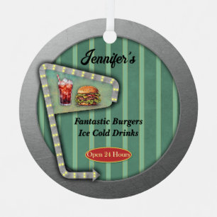 Fun Retro Diner Sign Ornament Aus Metall