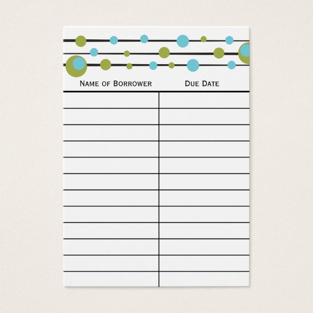 Fun Retro Dot Book Insert Card. (Vorderseite)