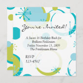 Fun Retro Dots Einladung (Vorne/Hinten)