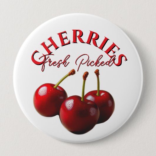 Fun retro fresh picked cherries button (Vorderseite)