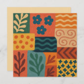 Fun Retro Garden Collage Muster Motif Einladung (Vorne/Hinten)