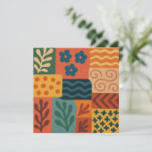 Fun Retro Garden Collage Muster Motif Einladung (Stehend Vorderseite)