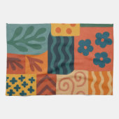 Fun Retro Garden Collage Muster Motif Geschirrtuch (Horizontal)