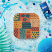 Fun Retro Garden Collage Muster Motif Pappteller (Party)