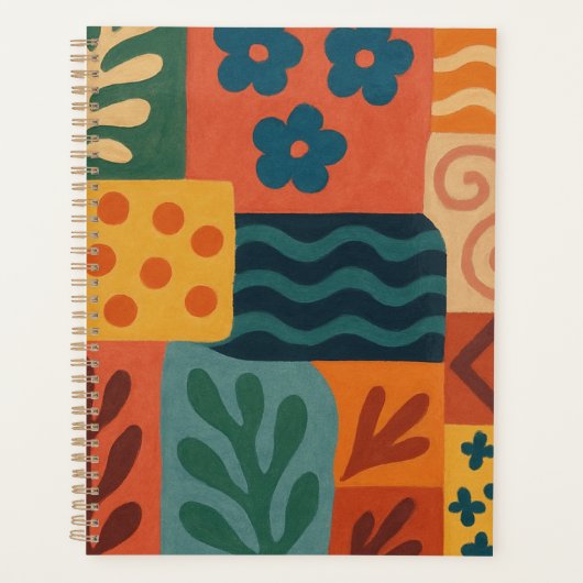 Fun Retro Garden Collage Muster Motif Planer (Vorderseite)