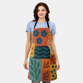 Fun Retro Garden Collage Muster Motif Schürze (Getragen)