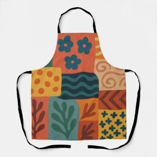 Fun Retro Garden Collage Muster Motif Schürze