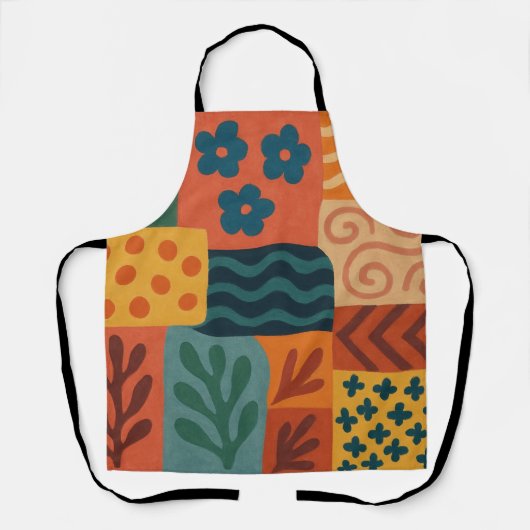 Fun Retro Garden Collage Muster Motif Schürze (Vorderseite)