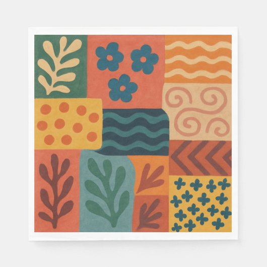 Fun Retro Garden Collage Muster Motif Serviette (Vorderseite)