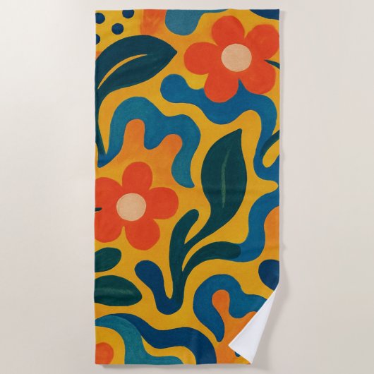 Fun Retro Garden Collage Muster Motif Strandtuch (Vorderseite)