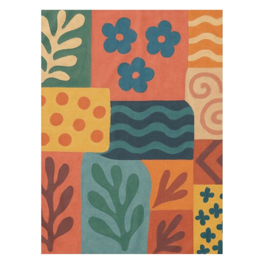 Fun Retro Garden Collage Muster Motif Tischdecke (Vorderseite)