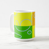 Fun Retro Gelb Grün Abstrakt geometrisch Kaffeetasse (Vorderseite Links)