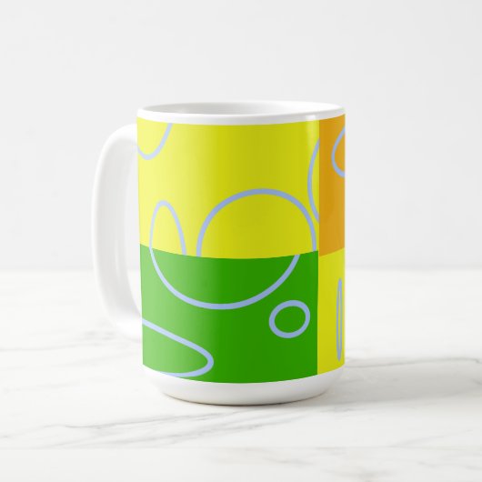 Fun Retro Gelb Grün Abstrakt geometrisch Kaffeetasse (Vorderseite Links)