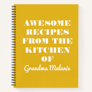 Fun Retro Gelbe Typografie Oma Rezept Notizblock