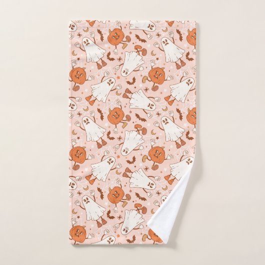 Fun Retro Ghost & Jack-O-Lantern Muster Badhandtuch Set (Handtuch)