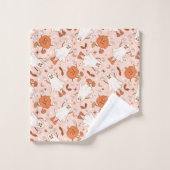 Fun Retro Ghost & Jack-O-Lantern Muster Badhandtuch Set (Waschlappen)