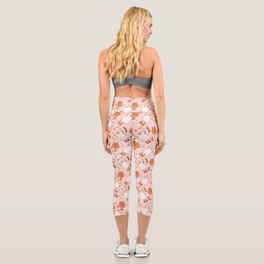 Fun Retro Ghost & Jack-O-Lantern Muster Capri Leggings (Rückseite)