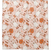 Fun Retro Ghost & Jack-O-Lantern Muster Duschvorhang (Vorderseite)