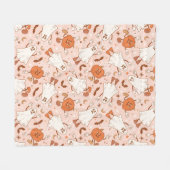 Fun Retro Ghost & Jack-O-Lantern Muster Fleecedecke (Vorderseite (Horizontal))