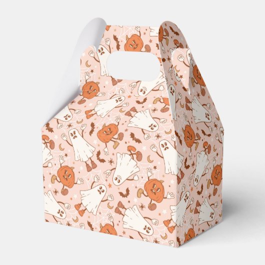 Fun Retro Ghost & Jack-O-Lantern Muster Geschenkschachtel (Vorderseite)