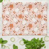 Fun Retro Ghost & Jack-O-Lantern Muster Geschirrtuch (Gefaltet)