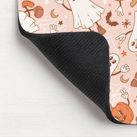 Fun Retro Ghost & Jack-O-Lantern Muster Mousepad (Ecke)